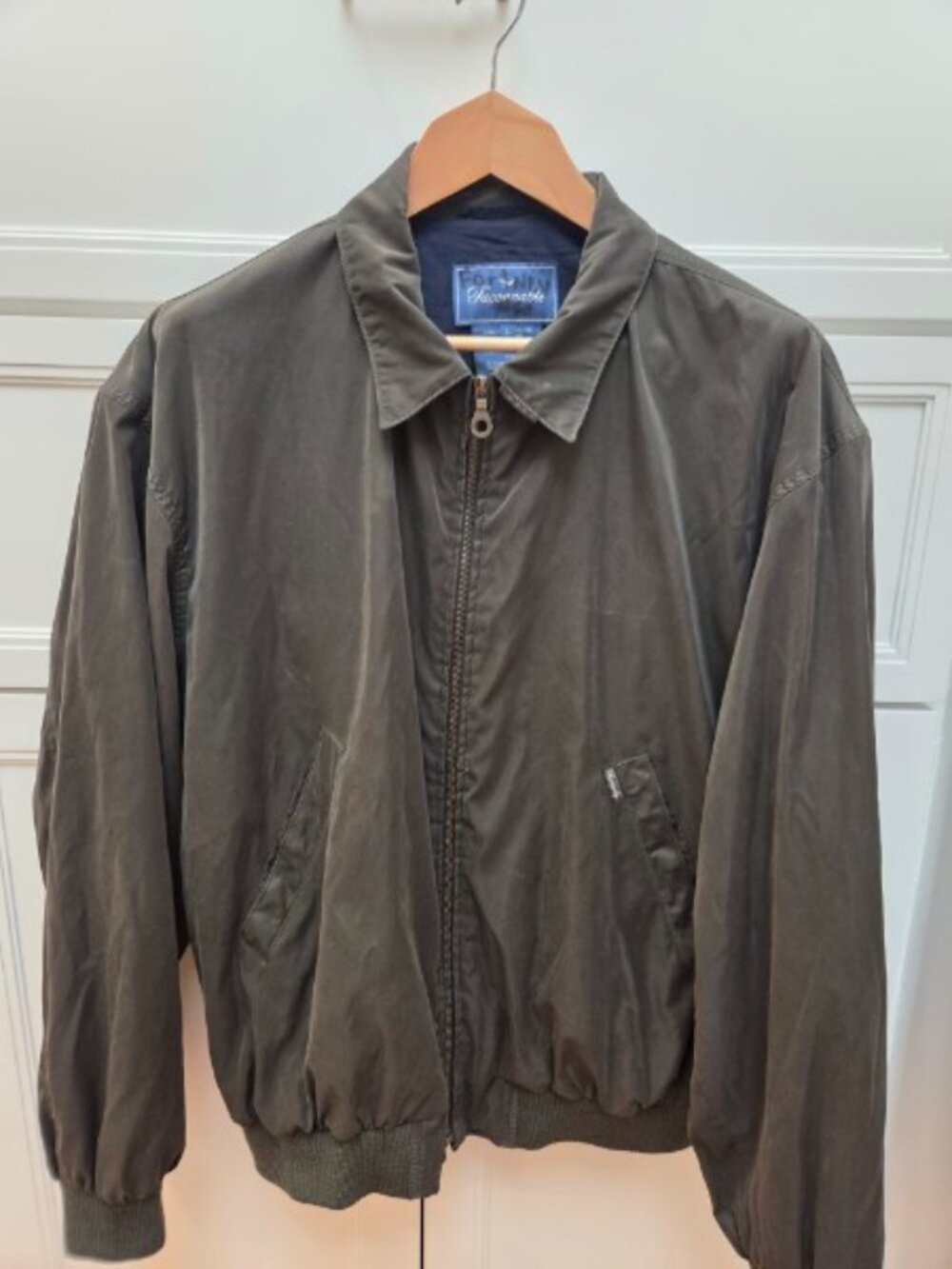 Faconnable Men's Water Resistant Olive Green Harrington Jacket (L) (Free Tie)